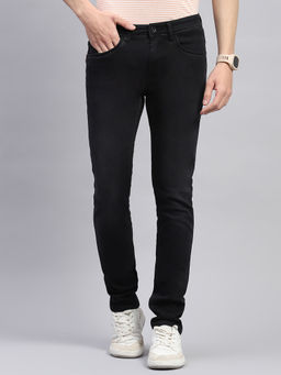 Monte Carlo - Men Black Light Wash Skinny Fit Denim Jeans