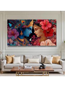 Artsense - Radha Krishna Floral Art Wall Decor (Pack of 5)