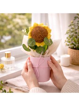 NFI Essentials - Crochet Sunflower In Pink Pot