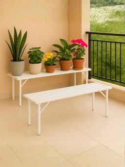 Ecofynd - Adam Jr 35-Inch White Metal Plant Stand (Pack of 2)