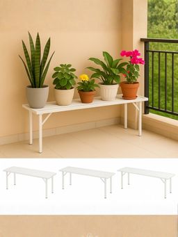Ecofynd - Adam Jr 35-Inch Tall White Metal Plant Stand (Pack of 4)