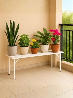 Ecofynd - 1 Pack Adam Jr 35-Inch White Metal Plant Stand