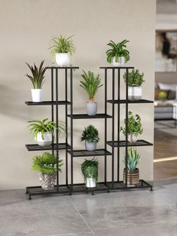 Ecofynd - Zura Black 11-Tier Shelf Metal Plant Stand