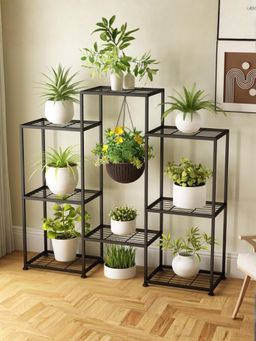 Ecofynd - Andy 8-Tier Black Shelf Metal Plant Stand