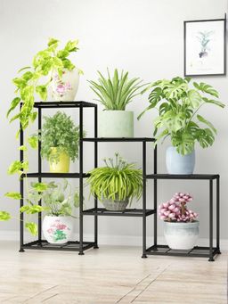Ecofynd - Brad 7-Tier Black Shelf Metal Plant Stand