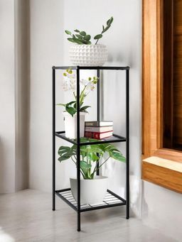 Ecofynd - Zian 3-Tier Black Shelf Metal Plant Stand