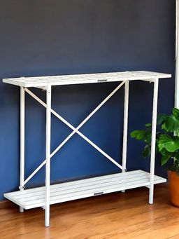 Ecofynd - Eric 2-Tier White Metal Plant Stand