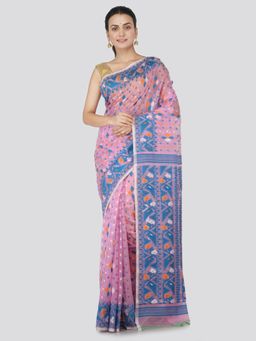 PinkLoom - Women's Soft Cotton Jamdani Saree Without Blouse Piece