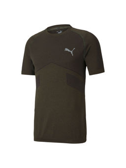 Puma - EVOSTRIPE Seamless Olive Mens Sports T-Shirt