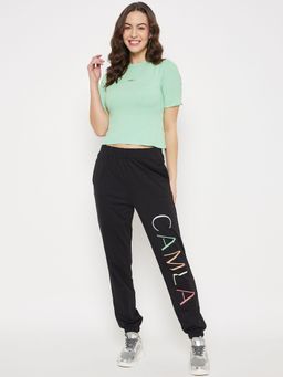 CAMLA - Barcelona Women Typography Printed Black and Green (Set of 2)