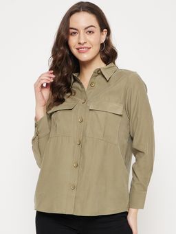 CAMLA - Barcelona Olive Green Shirt For Women