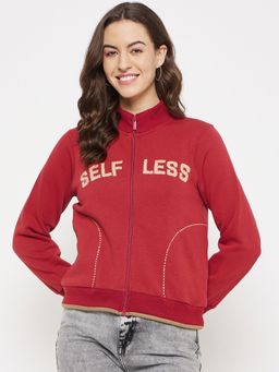 CAMLA - Barcelona High Neck Rust Red Zipper Sweatshirt