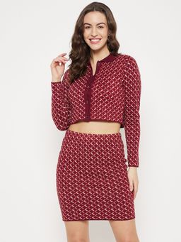 Madame - Geometric Print Cherry Jacket Red (Set of 2)