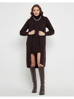 Madame - Ribbed Turtle Neck with Pencil Skirt and Shrug Coffee Brown (Set of 3)