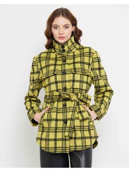 Madame - Chequered Stand Collar Yellow Coat (Set of 2)
