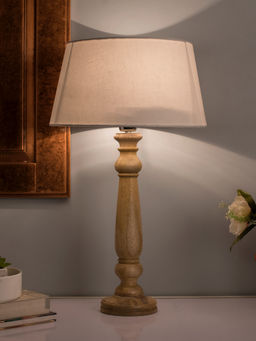 Homesake - Mabel Rustic Wood Table Lamp White Drum