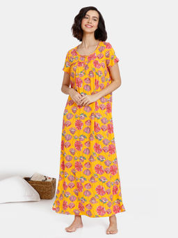Zivame - Chromaticity Knit Cotton Full Length Nightdress - Florida Keys