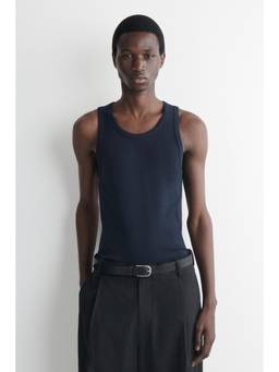 COS - Men Blue SLIM RIBBED COTTON TANK TOP