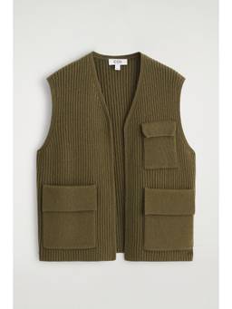 COS - Women Green RIBBED MERINO WOOL UTILITY VEST