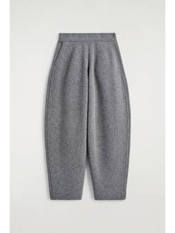 COS - Women Grey MERINO WOOL BARREL-LEG TROUSERS