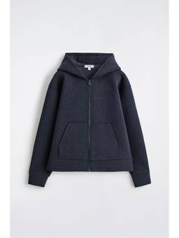 COS - Men Blue OVERSIZED SCUBA-JERSEY ZIP-UP HOODIE