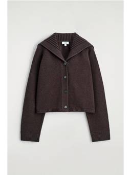 COS - Women Brown SAILOR-COLLAR WOOL CARDIGAN