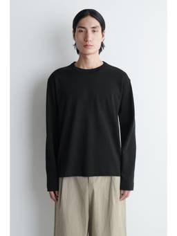 COS - Men Black RELAXED JERSEY INTERLOCK LONG-SLEEVED T-SHIRT