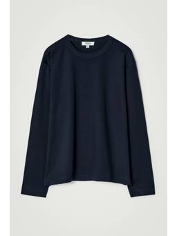 COS - Men Blue RELAXED JERSEY INTERLOCK LONG-SLEEVED T-SHIRT