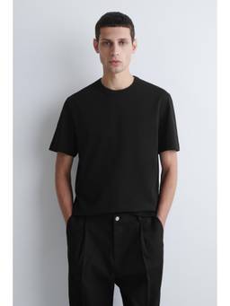COS - Men Black INTERLOCK COTTON CREW-NECK T-SHIRT