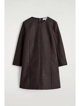 COS - Women Brown LONG-SLEEVED WOOL MINI DRESS
