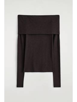 COS - Women Brown OFF-THE-SHOULDER MERINO WOOL TOP