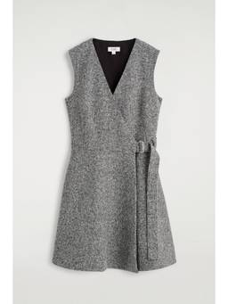 COS - Women Grey TWEED MINI WRAP DRESS