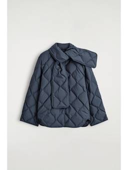 COS - Women Blue SCARF DETAIL QUILTED LINER JACKET