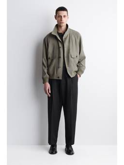 COS - Men Black PLEATED RELAXED-FIT TAPERED TROUSERS