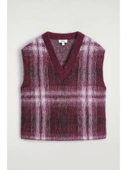 COS - Women Red CHECKED ALPACA-BLEND VEST