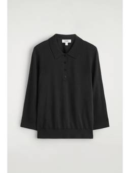 COS - Women Black MERINO WOOL POLO JUMPER