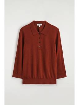COS - Women Red MERINO WOOL POLO JUMPER