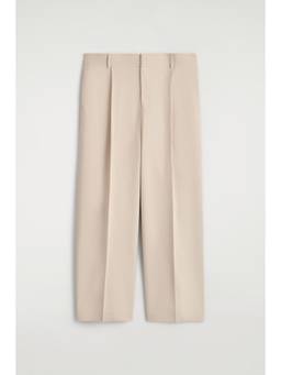 COS - Men Beige PLEATED RELAXED-FIT WIDE-LEG TROUSERS