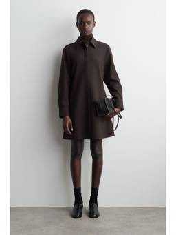 COS - Women Brown LONG-SLEEVED MINI SHIRT DRESS