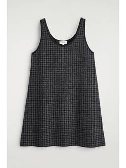 COS - Women Grey CHECKED BOILED-WOOL MINI DRESS