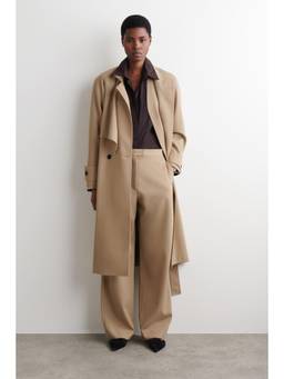 COS - Women Beige WOOL-TWILL STRAIGHT-LEG TROUSERS