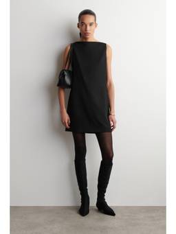 COS - Women Black TAILORED MERINO WOOL-BLEND MINI DRESS