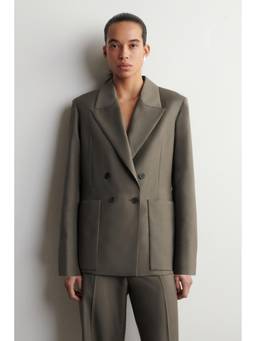 COS - Women Beige DOUBLE-BREASTED WOOL-TWILL BLAZER
