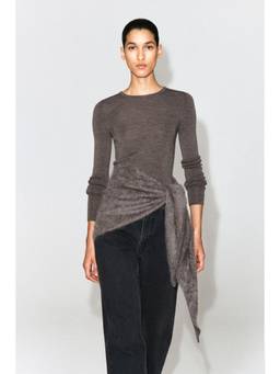 COS - Women Brown SEAMLESS MERINO WOOL LONG-SLEEVED TOP