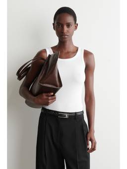 COS - Women White RIBBED COTTON TANK TOP