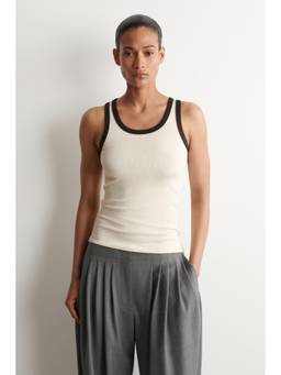 COS - Women White RIBBED COTTON TANK TOP