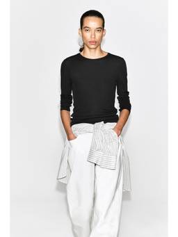 COS - Women Black COTTON LONG-SLEEVED TOP