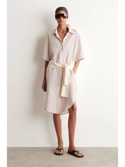 COS - Women Pink SHORT-SLEEVED LINEN SHIRT DRESS
