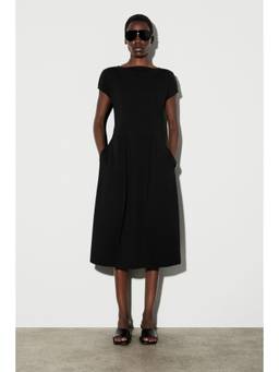 COS - Women Black SCULPTURAL JERSEY MIDI DRESS