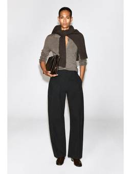 COS - Women Black BARREL-LEG PIMA COTTON TROUSERS